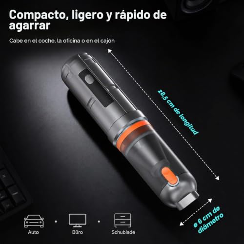 Miniatura 3 de Hahimify Aspirador De Mano 16000 Pa Succión, 7 En 1 Ultra Potente Mini Aspiradora Coche Sin Cable Potente Portátil Recargable Con Motor Sin Escobillas Para Coche, Hogar, Oficina Y Camping