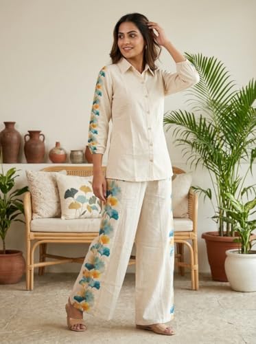 Image of Co Ord Set for Women Stylish Card Set Dress for Women Trendy Top with Plazo Pant Ladies Coord Outfit Modern Wear for Travel Office Casual Look Premium Two Piece Clothing Style