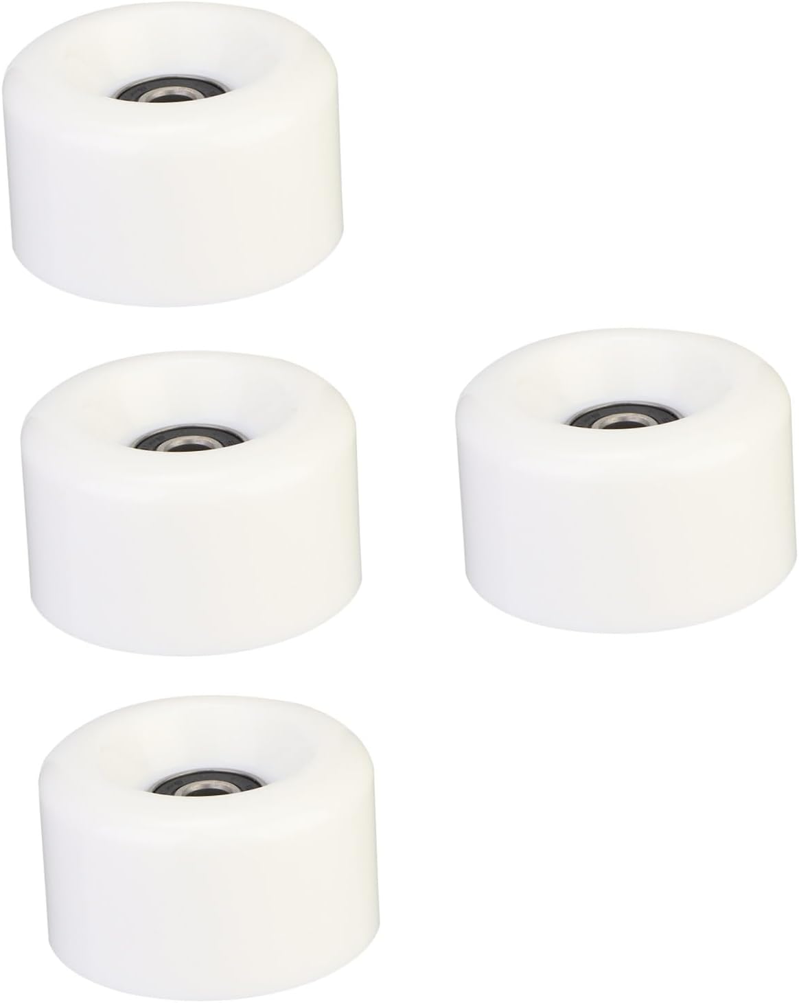 Cabilock 4pcs White Wear-resistant Pu Roller Skate Wheels with Bearings, Double-row Inline Skates Replacement Accessories for Outdoor and Indoor Skating