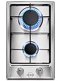 Hobsir 2 Burner Propane Gas Cooktop, 12 Inches Stainless Steel Built-in Gas Stove Top for LPG/NG Dua