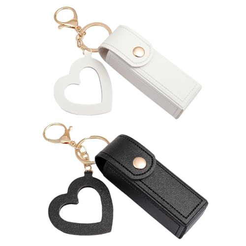 Sarini 2 pezzi scatola per rossetto portachiavi scatola per rossetto con specchio custodia portatile per balsamo per labbra per lucidalabbra scatola per rossetto porta portachiavi regalo per feste