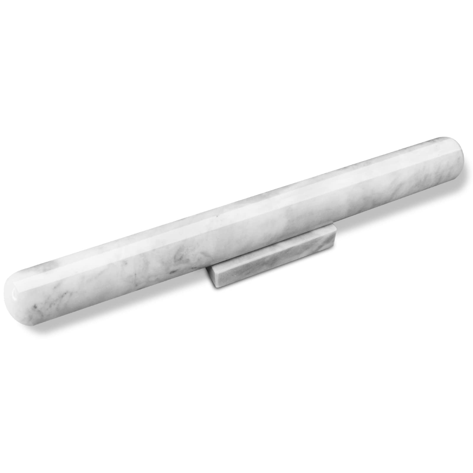 Marble Rolling Pin with Stand, Light Grey 40cm Stone French Heavy Polished Non Stick Cookie Pizza Pastry Dough Baker Roller for Kitchen Baking