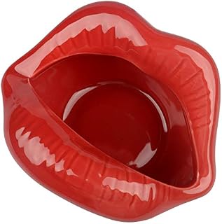 Red Lips Open Mouth Ceramic Modern Tabletop Cigarette Ashtray, Cigarette Ashtray for Indoor