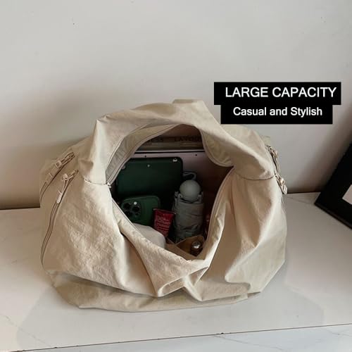 Bolso hobo para mujer, bolso tote elegante, bolso grande de hombro con cremallera, práctico bolso de nailon para trabajo, viaje y compras miniatura 6