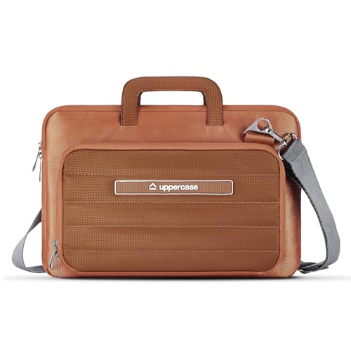 Image of uppercase Node Laptop Sleeve, Multi-Textured Quilted Design, Quick Access Pocket, Trolley Sleeve, Slide-in Handle & Detachable Shoulder Strap, Ideal for Men & Women | Office & Travel