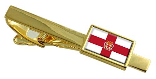 Clip de corbata Almería personalizado en oro con bandera de España para regalo de hombre