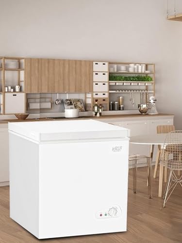 KRIB BLING 5.0 cu.ft Chest Freezer Compact Deep Freezer Top Mini Adjustable 7 Thermostat Door Low Noise with Removable Basket White