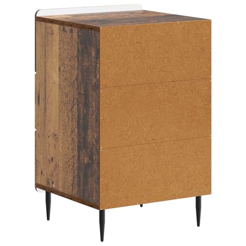 Table de chevet avec 3 tiroirs aspect bois vieilli rustique 68 cm - 8