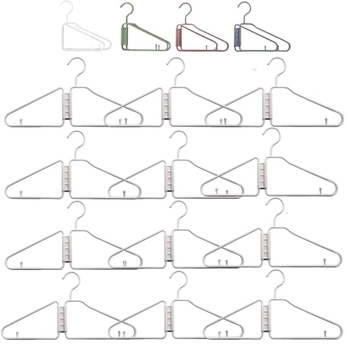 12pcs Folding Hangers,Foldable Clothes Hanger,Portable Plastic FoldableTravel Hangers with Lightweight,Space Saving Fold in Half Design for Household, Travel Clothes and Coats (White,8pcs)