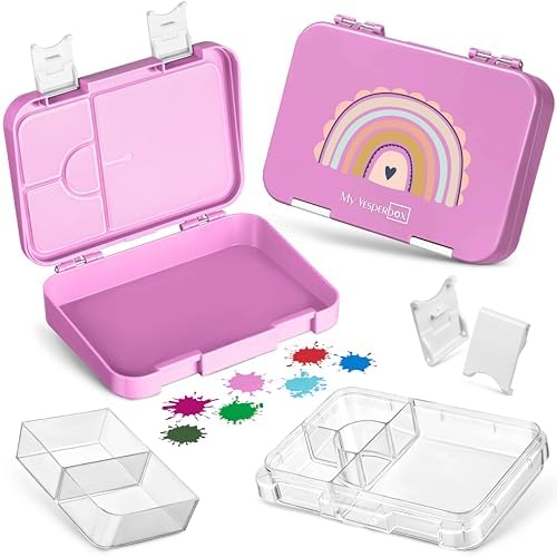 My Vesperbox Mini BIA - Bento Box dla dzieci  nowy model  kompaktowy i lekki  szczelny i wolny od BPA  pudełko na lunch  do przedszkola i szkoły (petrol  T-Rex)