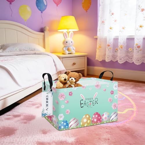 Image of Rectangular Easter Eggs Storage Basket,toy Organization Bin,Versatile Clothes Container,Gift Hamper for Girls and Boys(Easter)