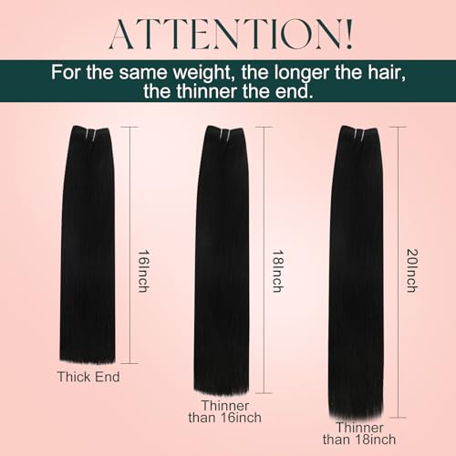 Image of Easyouth Sew in Hair Extensions Real Human Hair Black Remy Human Hair Weft Extensions Jet Black Soft and Smooth Hair Extension Sew in for Women 14 Inch 70G