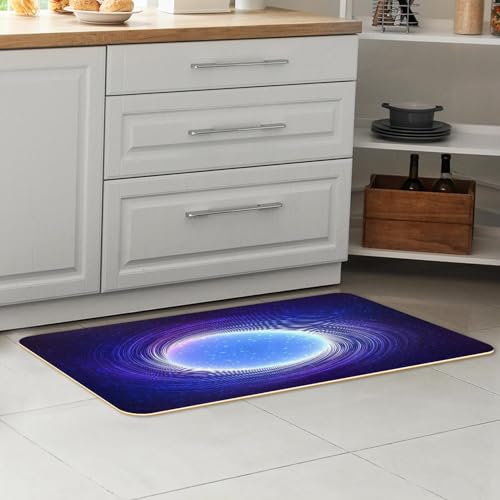 Tapetes de cocina VAPOKF con espiral neón lavables y antideslizantes pack de 2 7