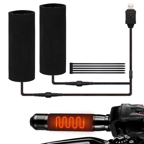 Erato Housses Chauffantes pour Poignées de Guidon Scooter Motocyclette, Vélo Électrique - 5 Niveaux de Température avec Mémoire, Alimentation USB 5V, Protège-poignées Thermiques Universels, 1 Paire
