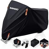 ✔【Robust wasserdicht Material】BANNIO abdeckplane motorrad ist aus 210D Oxford Stoff und die Rückseite ist mit hoher Dichte Silber beschichtet,die effektive Isolierung,UV-Schutz und wasserdicht ist.Diese Motorradabdeckung besteht aus Doppelnadel und Doppeldraht.Damit bietet diese Motorradabdeckung hervorragender Qualität,Reißfestigkeit.Sie kann vor widrigen Witterungsbedingungen wie Regen,Schnee,Eis,Wind,Staub oder Sonne schützen.