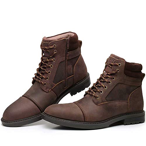 Men's Casual Combat Boots Motorcycle Chukka Oxfords Ankle Dress Boots Coffee 10 #TOP2