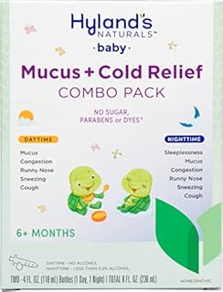 Infant and Baby Cold Medicine, Hyland's Naturals Baby Mucus + Cold Relief, Day & Night Value Pack, Decongestant and Cough Relief, 8 Fl Oz,4 Fl Oz (Pack of 2)