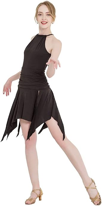 ROYAL SMEELA Halter Neck Fringe Latin Sleeveless Dance Dress Ballroom Dress for Women Dancing Outfit Sexy Dance Costume