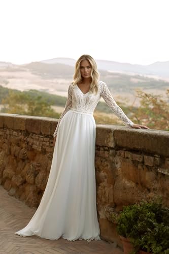 Lace Wedding Dresses for Bride 2025 Long Appliques Mermaid Simple Boho Beach Bridal Dresses for Women2