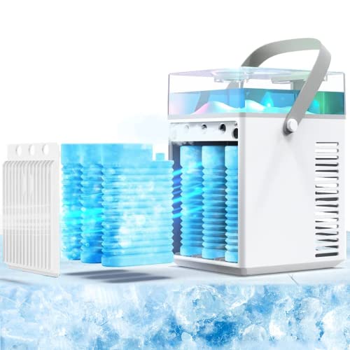 AmazeFun Mobile Kältemaschinen, Air Conditioner Mit Tragegriff, Kleines LuftküHler FüR Zuhause, BüRo, Nachttisch, Atmendes Nachtlicht, 3 DüSen, SprüHmodus, Automatische Abschaltung Cover
