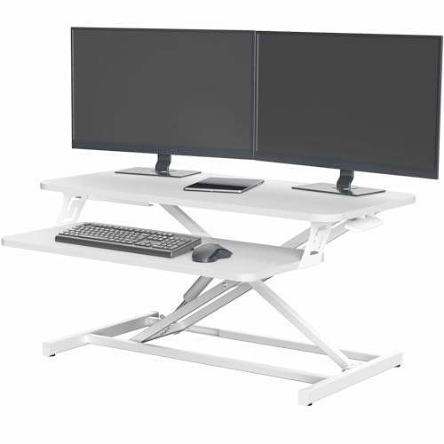 VIVO White 32" Spring-Assist Standing Desk Converter