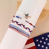 DAYANEY Fourth of July Bracelets, Fourth of July Accessories as Jul 4th Independence Day Outfit, Fourths of Jully Jewelry Adjustable String Bracelets as USA 4th of Jully Accessories for Women Men