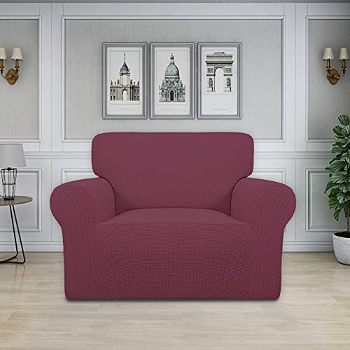 Image of Easy-Going Stretch Oversized Chair Sofa Slipcover 1-Piece Couch Sofa Cover Furniture Protector Soft with Elastic Bottom for Kids Spandex Jacquard Fabric Small Checks ASH Rose