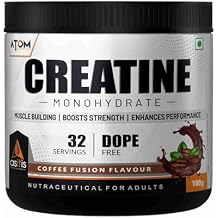 AS-IT-is Atom Creatine Monohydrate 100g - 32 Servings | Dope Free | Enhances Performance | Promotes Muscle Gains | Coffee Fusion Flavour