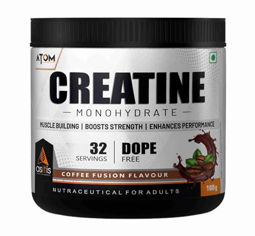 Image of Asitis Nutrition Atom Creatine Monohydrate Powder 100 grams - 32 Servings | Dope Free | Enhances Performance | Promotes Muscle Gains | Coffee Fusion Flavour