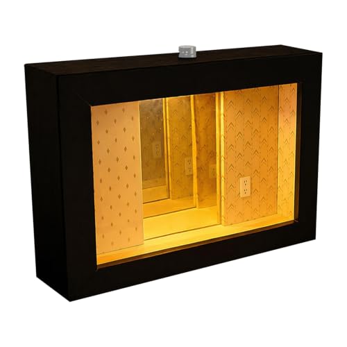 Saterkali LED Infinity Mirror Photo Frame Night Lamp Black Wood Frame Warm Ambient Table Light Decor Lamp for Bedroom Study Desk Gift for Birthday Anniversary 1pc