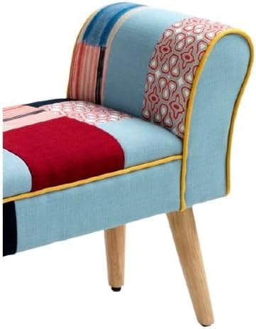 PANCA CAROLINA, TESSUTO TECNICA PATCHWORK, MULTICOLORE, L. 102 P. 31 H. 54 cm