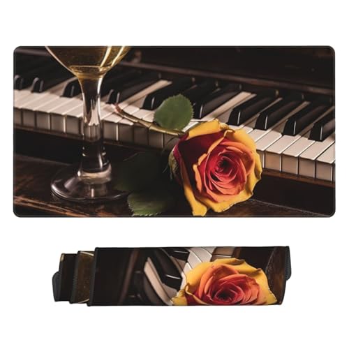 Tapis de souris gamer antidérapant à bords cousus et motif rose rétro