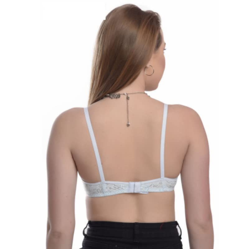 Image of FEELS Printed Non Padded Bra for Women Pack of 2 (34, Pink & Sky Blue)