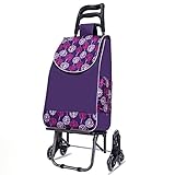 Einkaufswagen, Einkaufswagen Mit 6 Rädern Und Wasserdichtem, Abnehmbarem Rucksack, Violett, Tragkraft 50 Kg