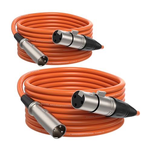 Câble de microphone XLR symétrique NearStream lot de 2 câbles orange mâle vers femelle 2 m