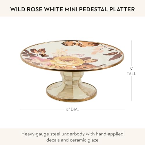 Image of MACKENZIE-CHILDS Pedestal Platter, Mini, Wild Rose White