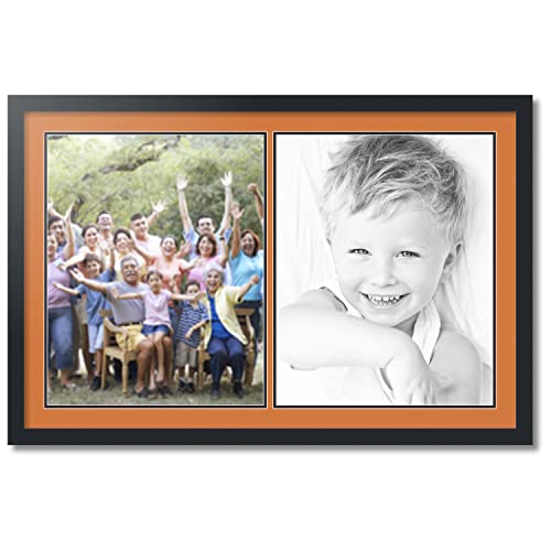 ArtToFrames Collage Photo Frame Double Mat with 2 - 16x20 Openings and Satin Black Frame