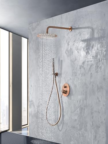 Mice Conjunto de ducha empotrado pared Monomando de 2 vias griferia de baño serie Brezzo Cobre Mate