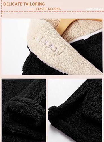 Image of Mens Fluffy Coral Fleece Pajamas Set Pullover Pants Loose Plush Warm Loungewear Sleepwear