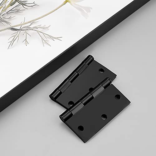 (Pack Of 3) Gobekor 3.5 X 3.5 Inch Matte Black Door Hinges With Square Corners Black Hinges For Doors #TOP6