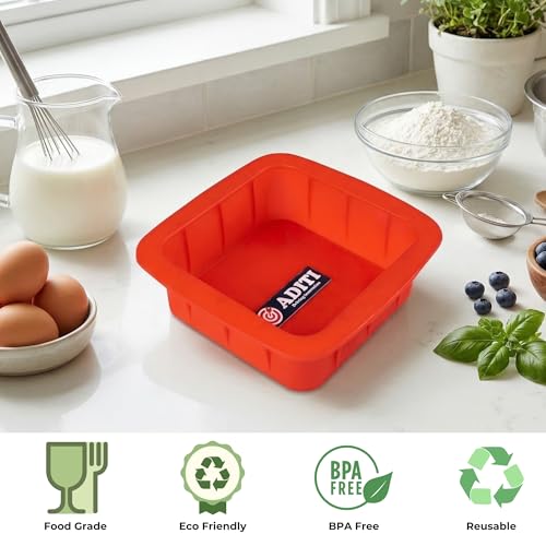 Image of Aditi Silicon Mould, Square (6 inches) | Premium Food Grade Quality | BPA Free & Non Toxic | Non-Stick & Reusable Mould | Ideal for Baking Cake | Soft, Flexible & Durable