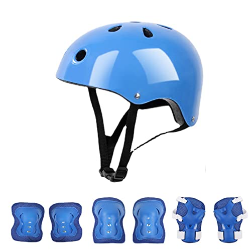 Casco y protecciones rosa para niños KIMISS juego de rodilleras y coderas