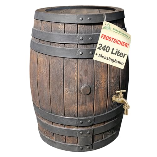 Regenton 240 l watervat regencontainer tuinvat watervat eikenhouten vat messing kraan eikenhouten kraan eikenhouten effect 240 liter