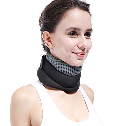 TANDCF V Neck Support Brace 3-Layered Curve Rising Adjustable Neck Support Brace Relieves Pain & Spine Pressure,Breathable Sponge Cervical Collar Brace for Men and Women(Blue-Grey)