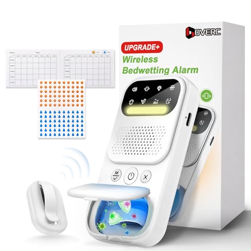 Upgraded Bedwetting Alarm for Boys, Girls, Older Kids, Wireless Sensor Bed Wetting Alarm with UV Mode, Sound/Vibration, Night Light - Kids Pee for Bedwetting Solutions, Nighttime Bedwetting Training