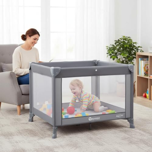 Trimigo Lit Parapluie Bébé Pliable 100x70x70 cm – Parc à Jouer et Enclos – Sac de Transport Gris