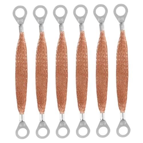 ABOOFAN 6Pcs Braided Copper Ground Straps for Car Chassis Fuel System Automotive Grounding Cable with Flange Connection for Static Dissipation