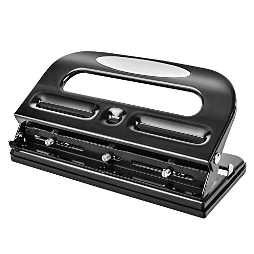 Amazon Basics 3 Hole Punch with Easy-Clean Tray, 30 Sheet Capacity, Black, 6-Pack by Amazon Basics - Used condition - US$40.36