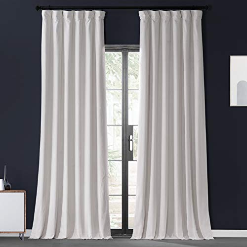 HPD HALF PRICE DRAPES VLCH-F92010133-96 Urban Lush Velvet Curtain, 50 X 96, Lighthouse White