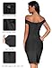 meilun Women's Off Shoulder Bandage Dress Bodycon Party Wedding Guest Dress(Black,M)